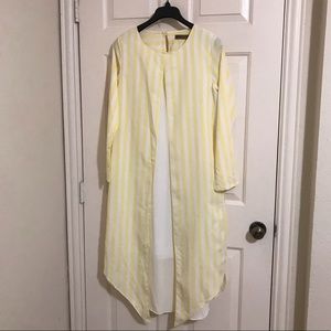 White and yellow striped dress/ modest tunic